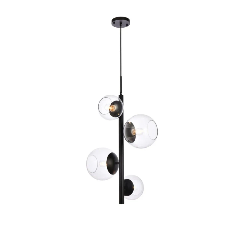 black Four Light Pendant from the Wells Collection