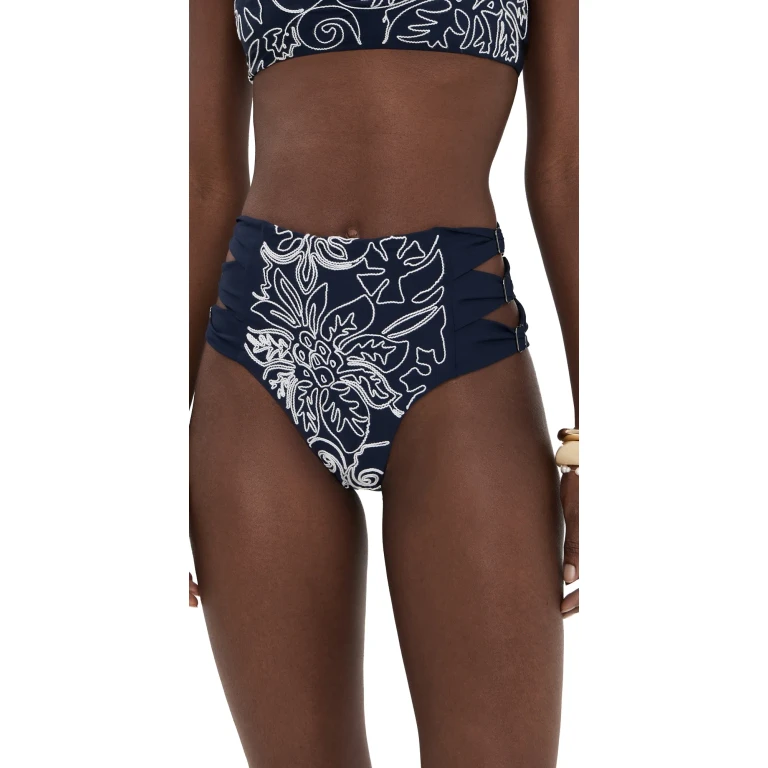 Agua Bendita Willa Batik Embroidered Bikini Bottoms Multicolor L