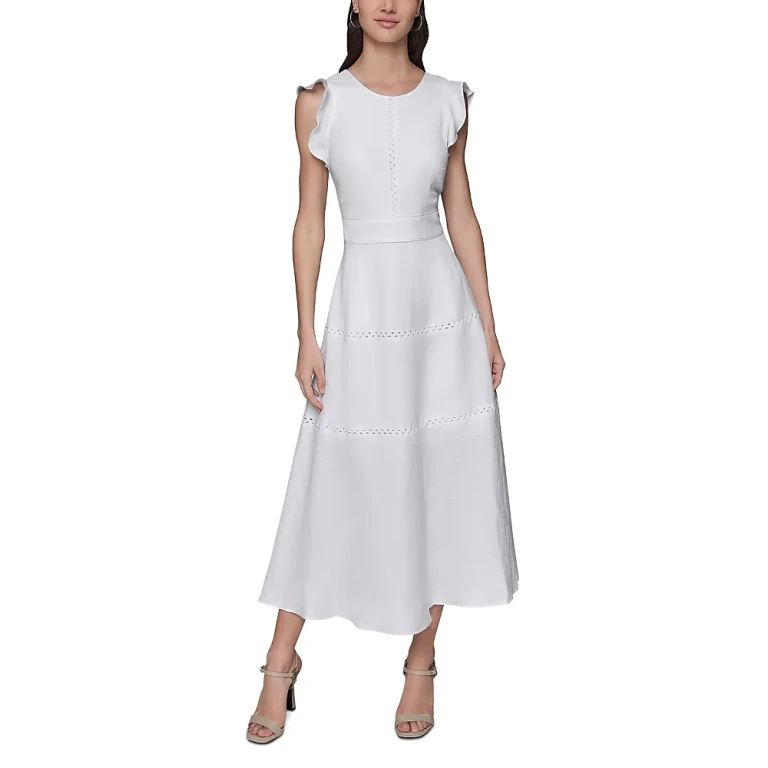Karl Lagerfeld Paris Round Neck Midi Dress