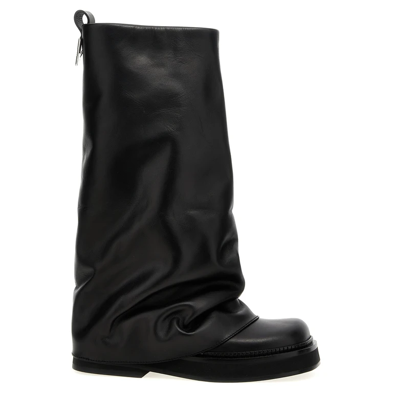 The Attico Black Calfskin Over The Knee Shoe - Women