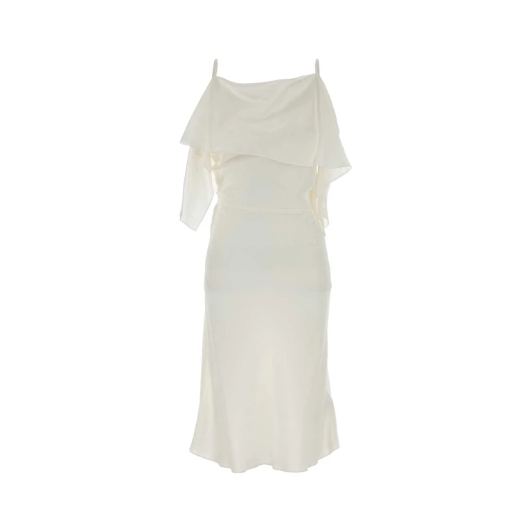 MM6 Maison Margiela White Satin Dress Offwhite Exterior: Acetate Viscose Abiti - Women