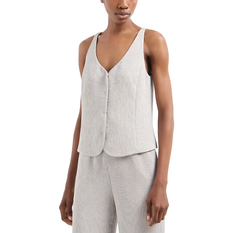 Emporio Armani Fluid Cannette Ribbed Blazer Vest
