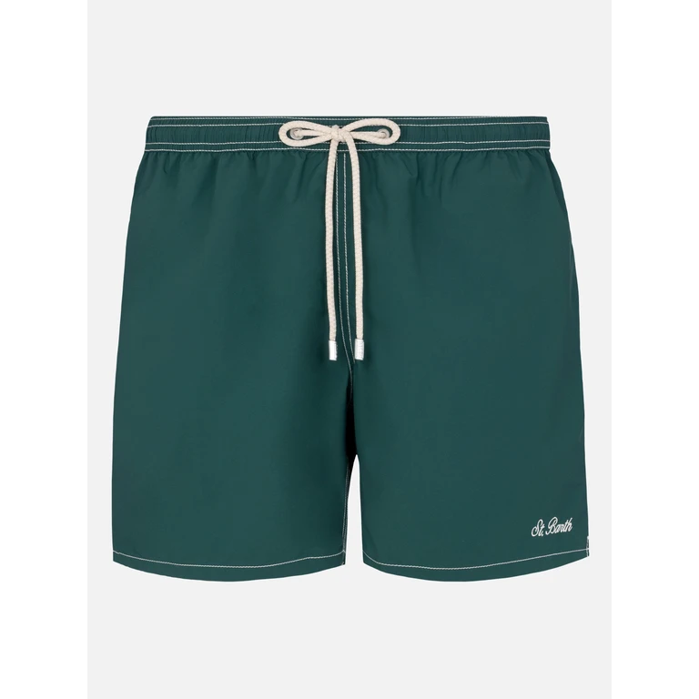 Mc2 Saint Barth Green Mid-Length Classic Light Swim Shorts Patmos Swimshort - Men