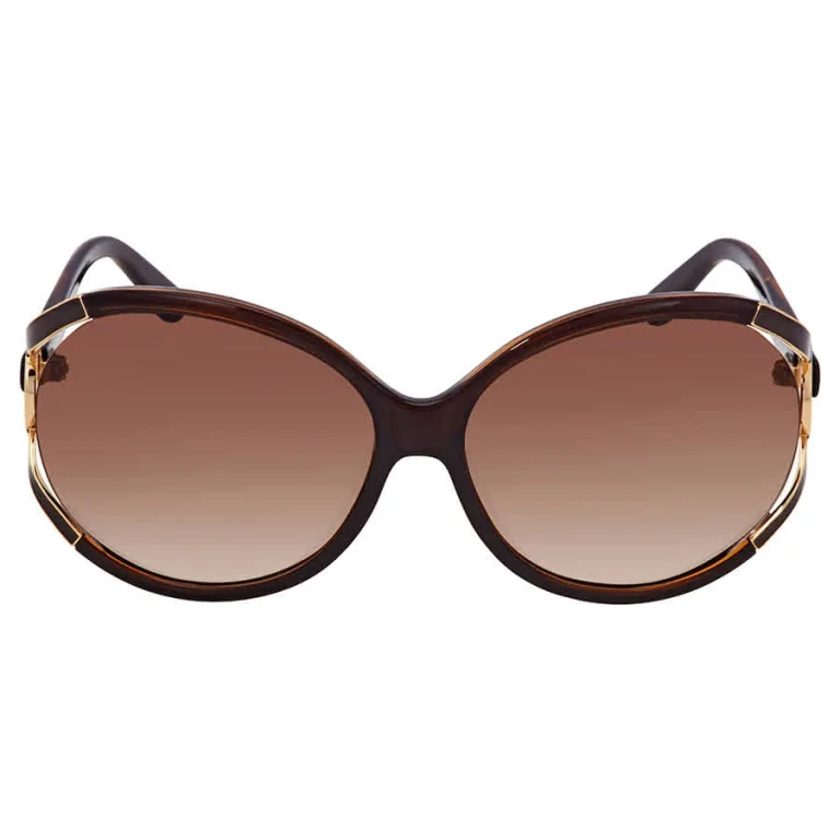 Salvatore Ferragamo Brown Gradient Round Ladies Sunglasses SF600S 220 61