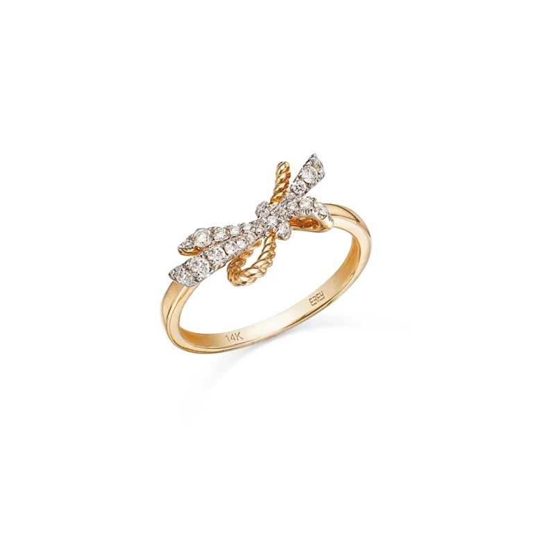 Diamond Bow Ring in 14K Yellow Gold, 0.25 tcw
