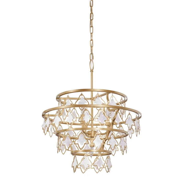 French Gold Four Light Chandelier from the Fleur Collection