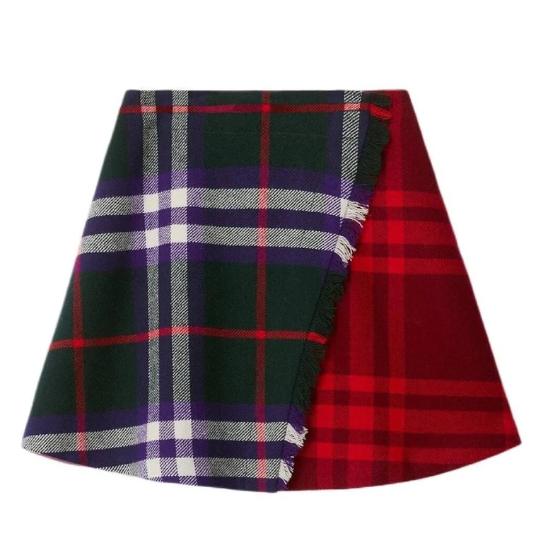 Burberry Kids Ria Check Wool Skirt