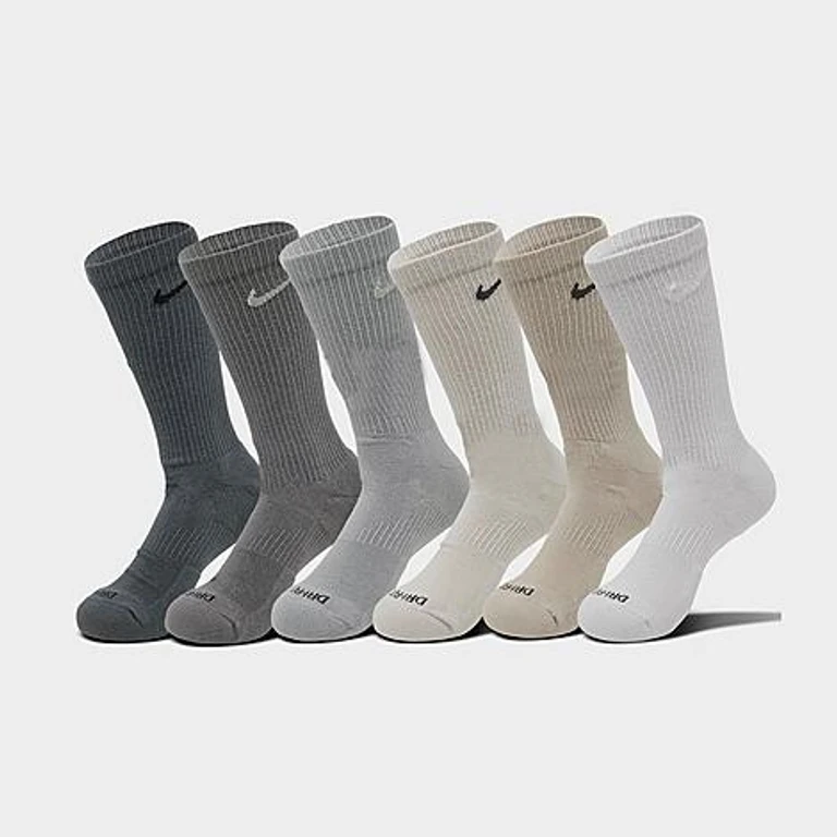 Nike Everyday Plus Cushioned Crew Training Socks (6-Pack) in Iron Grey/Flat Pewter Size: Medium