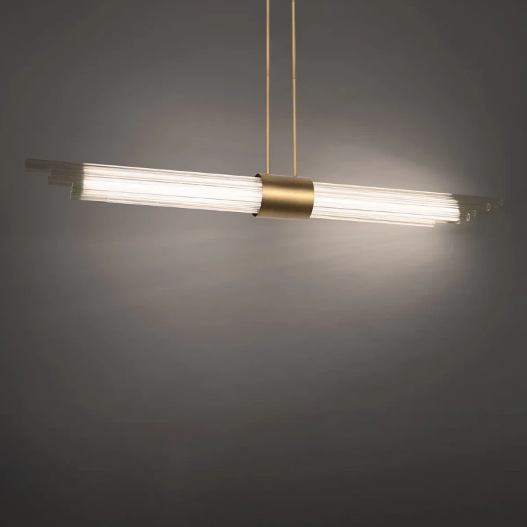 Aged Brass LED Linear Pendant from the Luzerne Collection