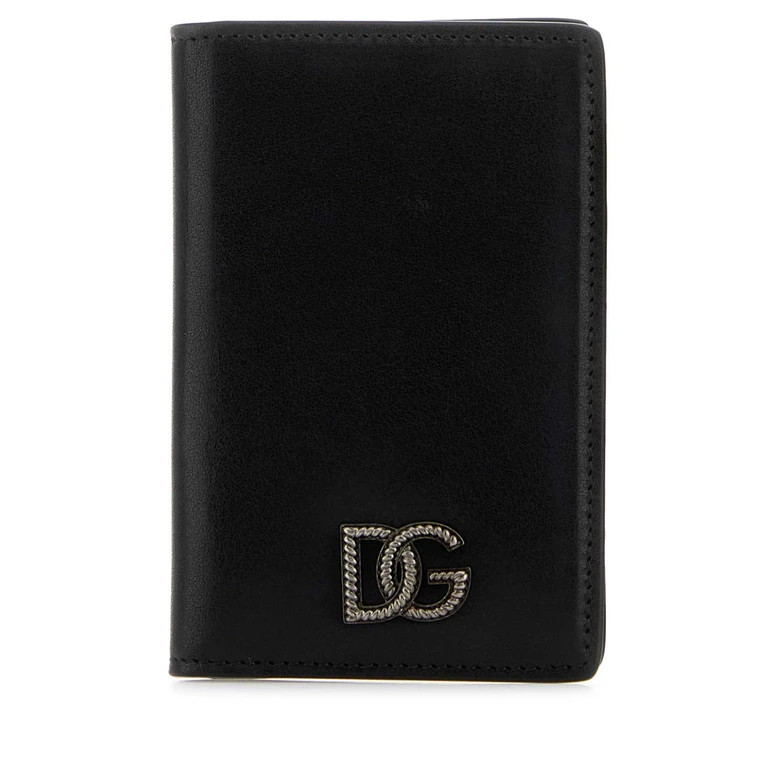 Dolce & Gabbana Black Leather Card Holder Nero Vitello Portafogli - Men