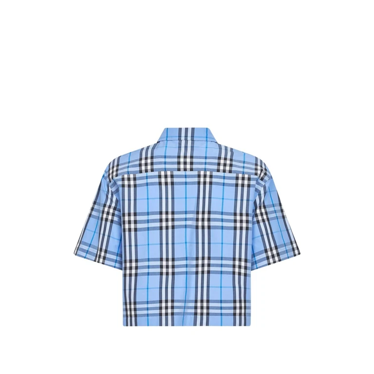 Burberry Embroidered Cotton Shirt Cornflowerbluipck Camicie - Women