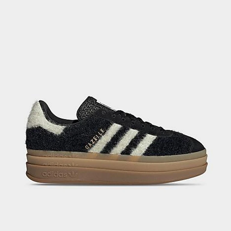 adidas Women's Originals Gazelle Bold Casual Shoes in Core Black/Cream White/Gold Metallic Size: 5.0