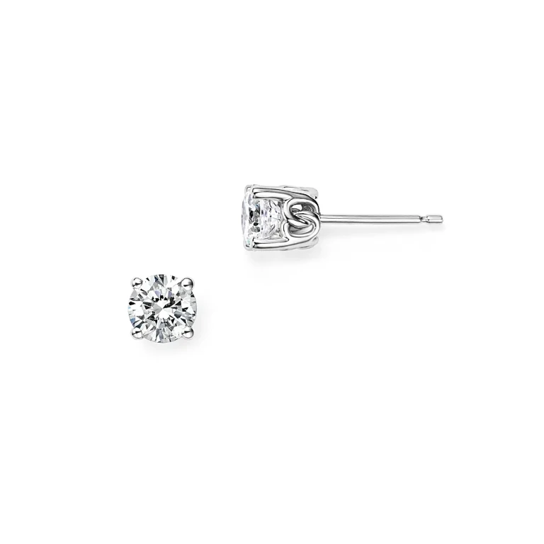 Diamond Stud Earrings in 14K White Gold, 0.75 tcw