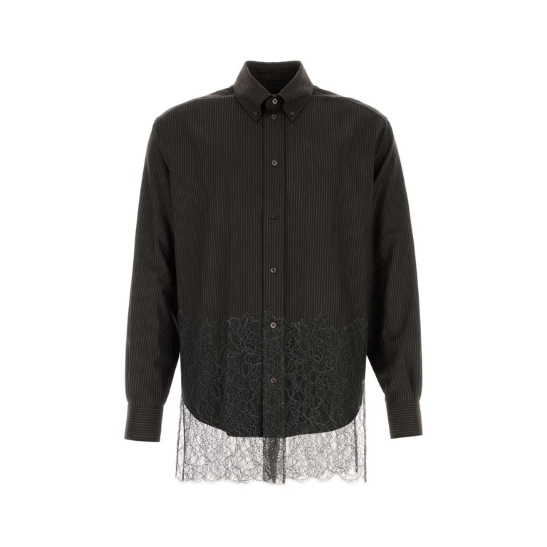 Fendi Embroidered Wool Shirt Espresso Exterior: Virgin Camicie - Men