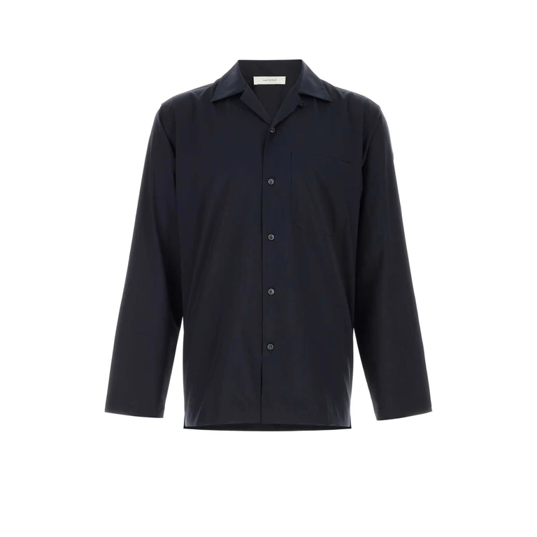 Navy Blue Wool Havana Shirt Dark Exterior: Virgin Camicie - Men
