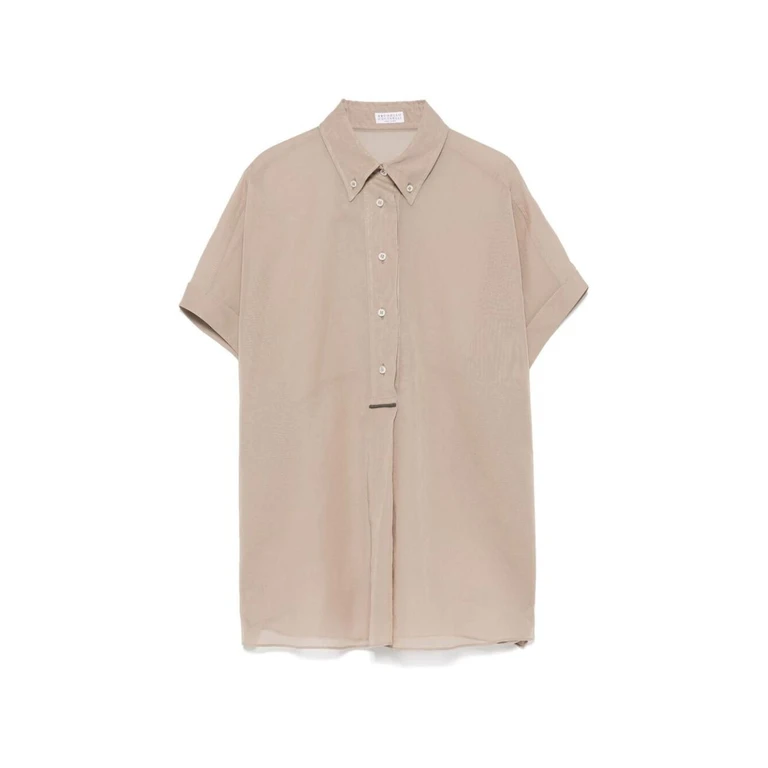 Cucinelli Camicia Serafino Nude & Neutrals Cotton Shirt - Women