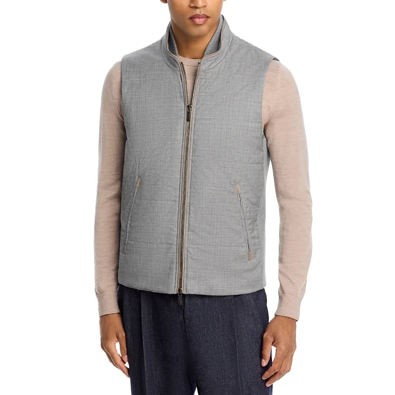 Maurizio Baldassari Wool Channel Quilt Travel Vest