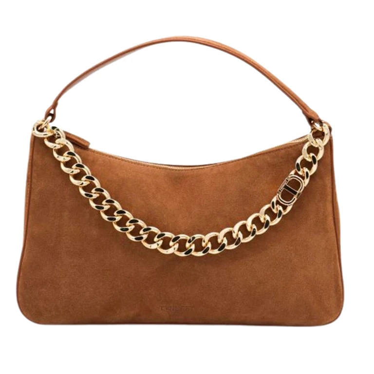 TwinSet Brown Leather Liliane Shoulder Bag