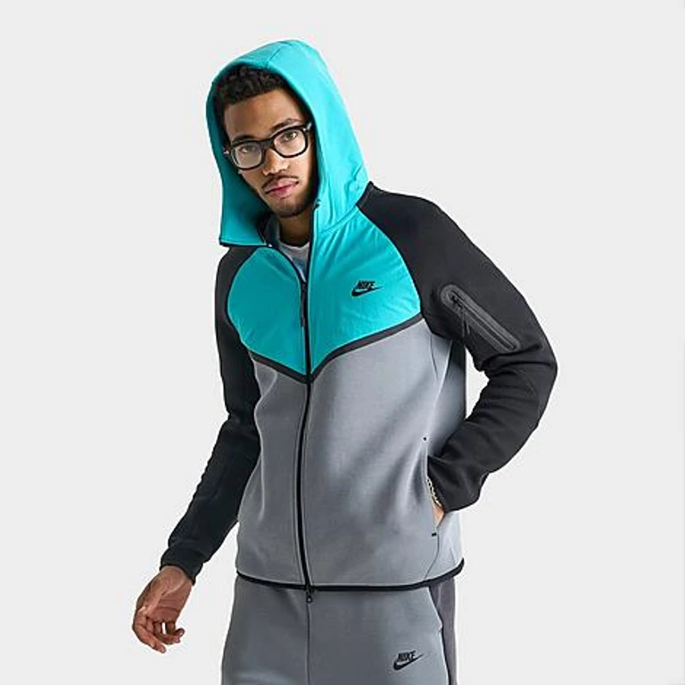 Nike Men's Tech Fleece Windrunner Full-Zip Jacket in Cool Grey/Dusty Cactus/Black Size: XS