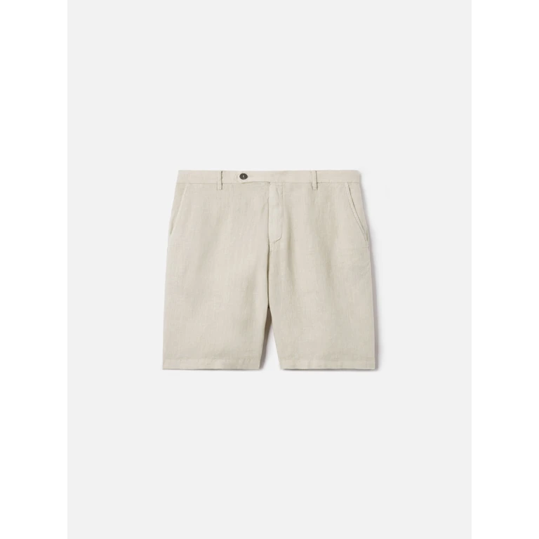 Mc2 Saint Barth Beige Sebastian Bermuda Shorts Pure Linen White Pant - Men