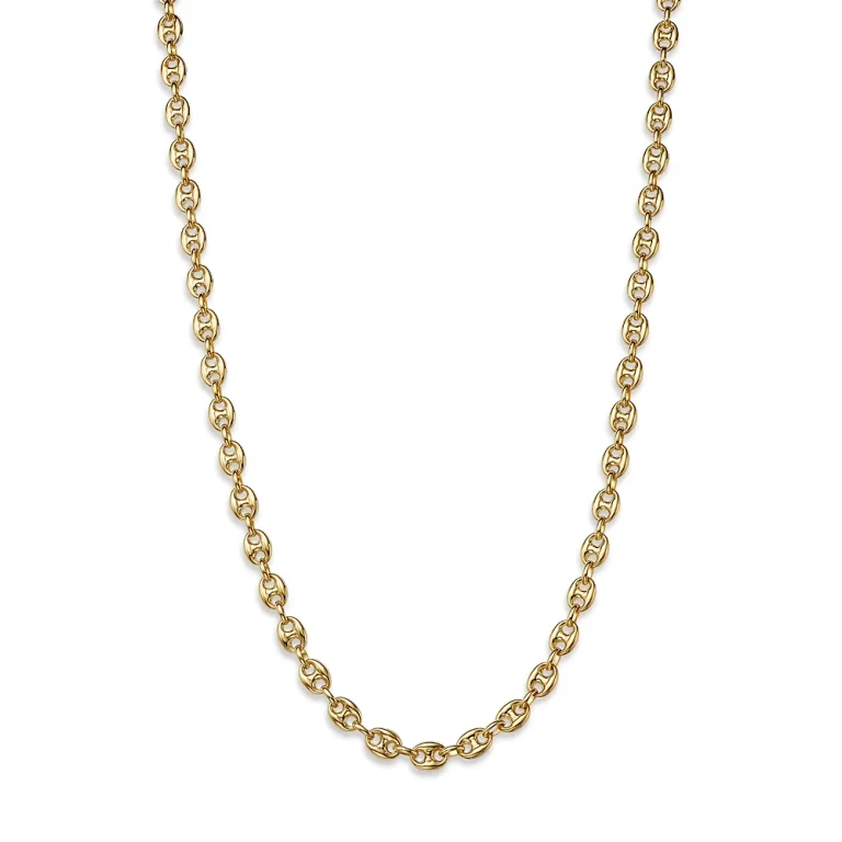 Men's Puffed Mariner Link Chain Necklace in 14K Yellow Gold, 24
