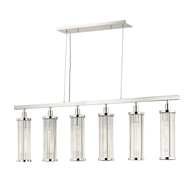 Marley 6-Light 47" Kitchen Island Light in Polished Nickel