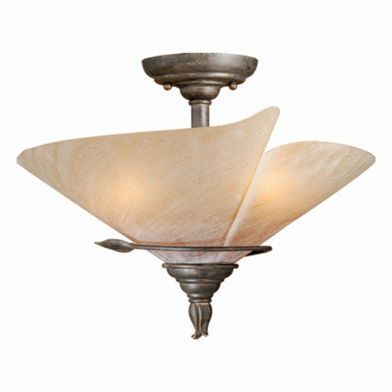 Black Walnut Three Light Semi Flush Mount from the Capri Collection