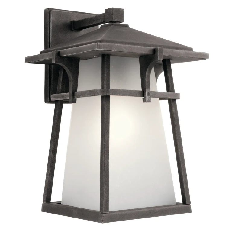 Beckett 1-Light Large Outdoor Wall Lantern in Weathered Zinc