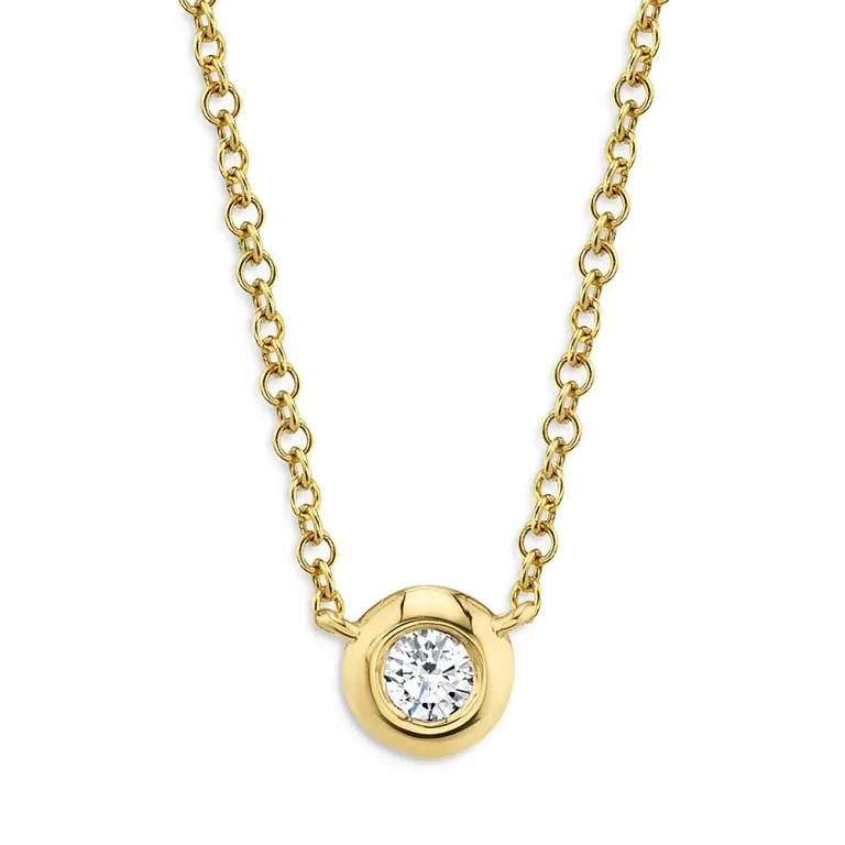 14K Yellow Gold Bezel-Set Diamond Pendant Necklace, 18 - Exclusive