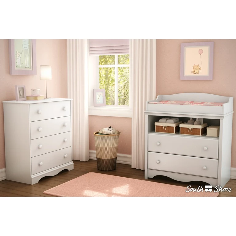Angel White Changing Table and 4-Drawer Chest - South Shore