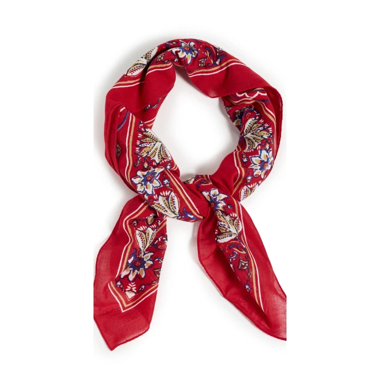 Polo Ralph Lauren Floral Block Print Square Scarf Red Multi One Size
