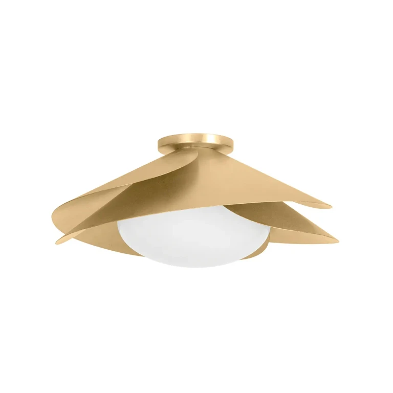 Vintage Gold Leaf One Light Flush Mount from the Brookhaven Collection
