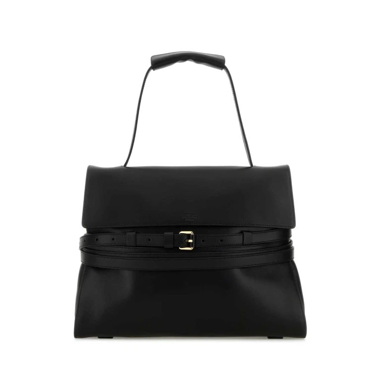 Moschino Black Leather Medium Tie Me Handbag
