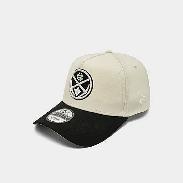 New Era Denver Nuggets NBA Upside Down 9FORTY A-Frame Snapback Hat in Chrome/Black