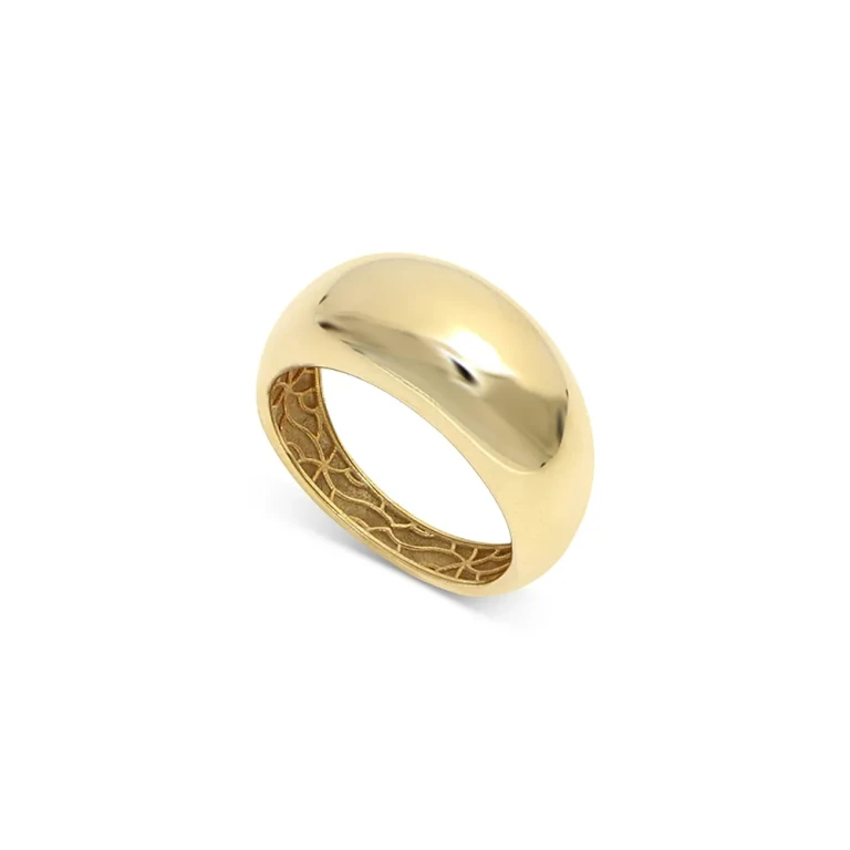 14K Yellow Gold Domed Mirror Ring