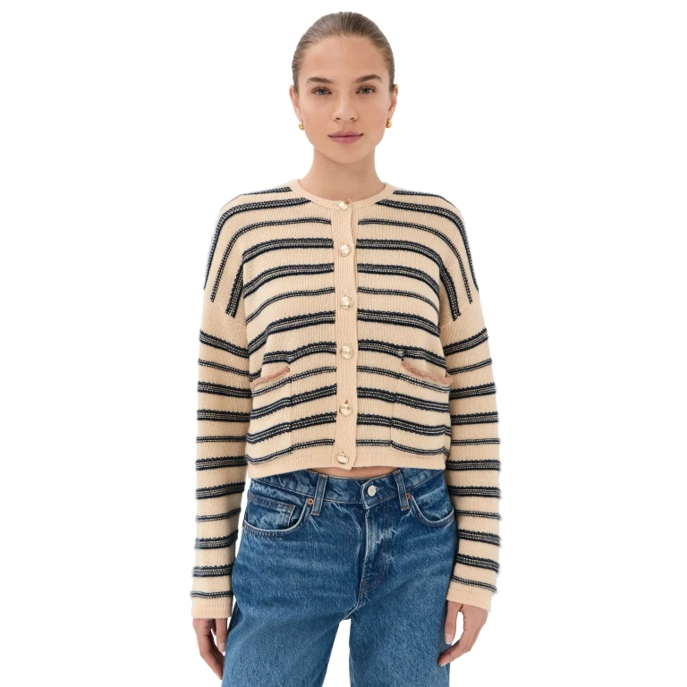 Sablyn Dixie B Cashmere Cardigan with Pockets Buttercream Multi L