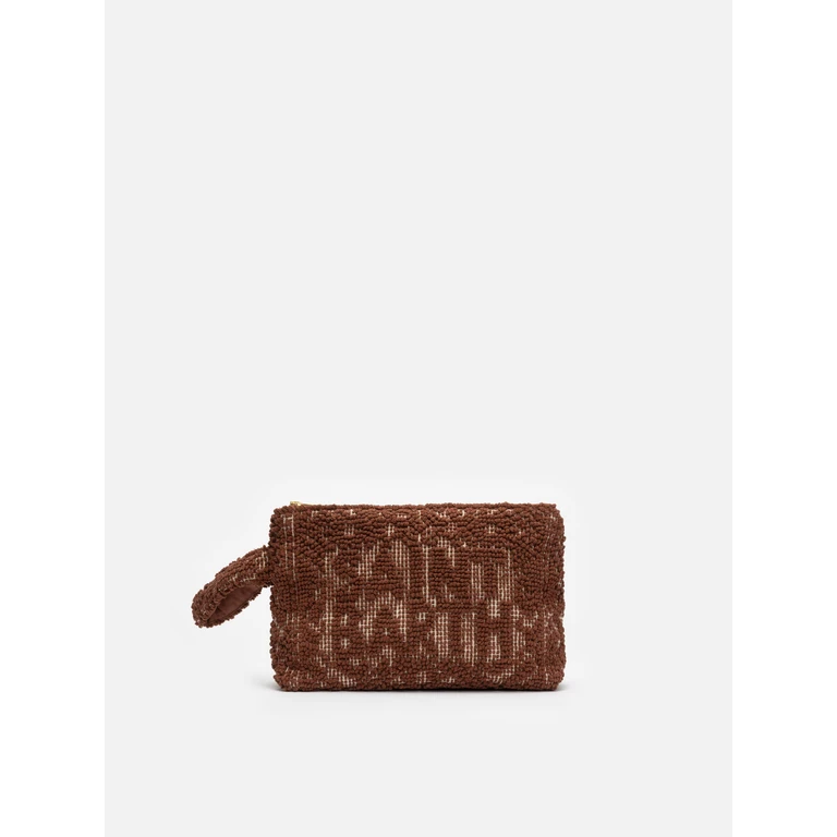 Mc2 Saint Barth Aline Tufting Brown Cotton Pochette - Unisex