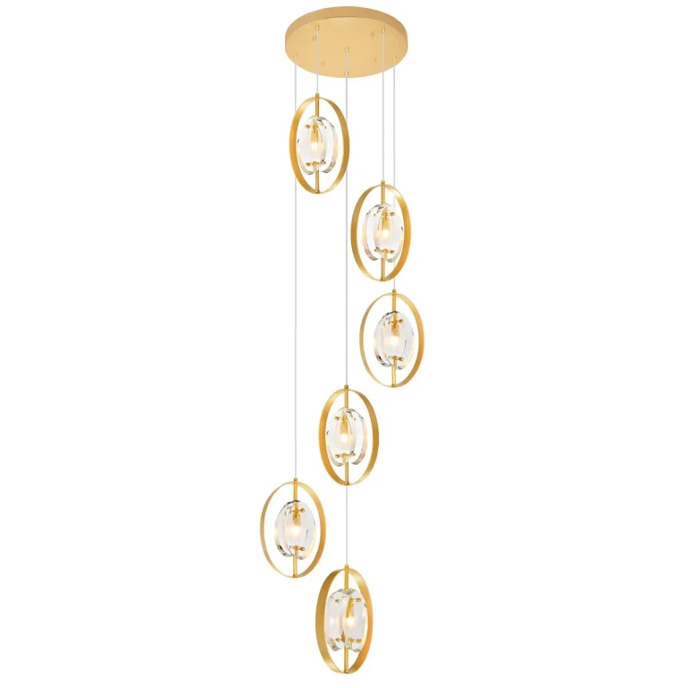 Iris 6 Light Pendant with Brass Finish