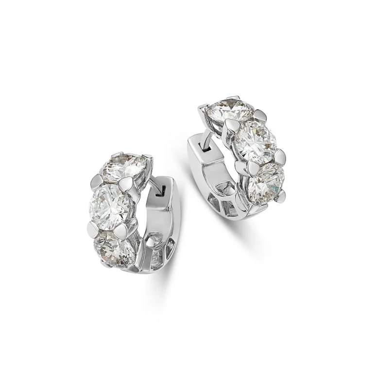 Certified Lab Grown Diamond Huggie Hoop Earrings in 18K White Gold, 5.0 tcw