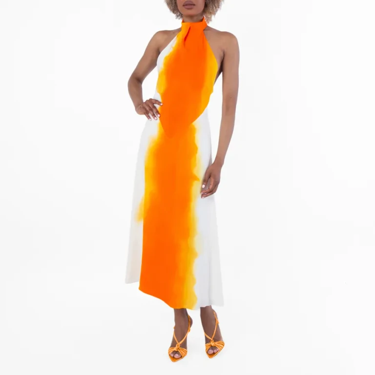 Ferragamo Sunset Print Halterneck Dress