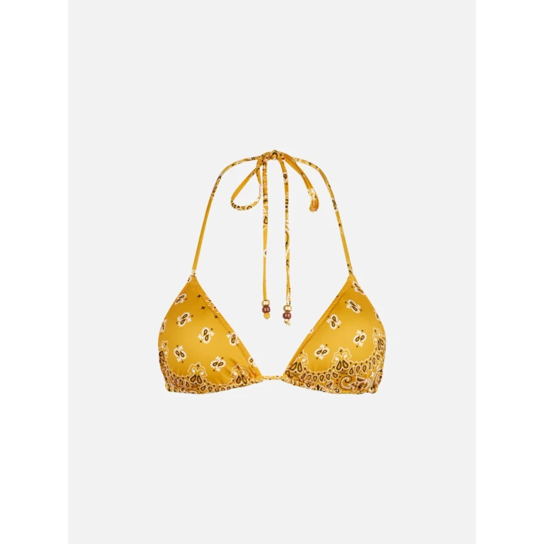 MC2 Saint Barth Leah Ochre Bandana Triangle Bikini Top With Charms