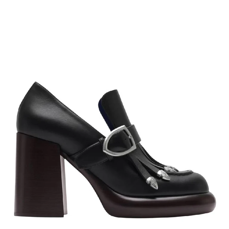 Burberry 95Mm Round Toe Leather Wedge Pumps, Brand Size 37 (US Size 7)