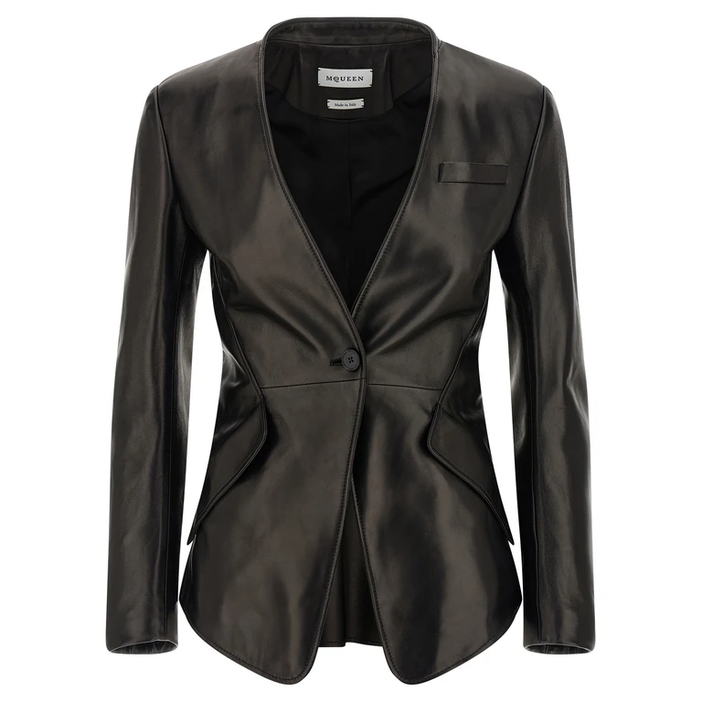 Alexander McQueen Black Lamb Leather Blazer Clothing - Women