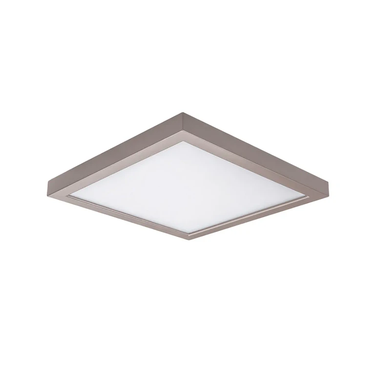 Square 1-Light LED Flush Mount Ceiling Light in Nickel