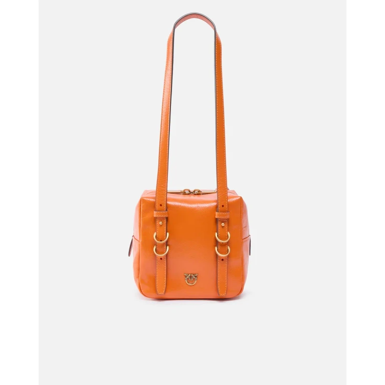 Pinko - Petit sac à bandoulière Cubic Bag en cuir brillant