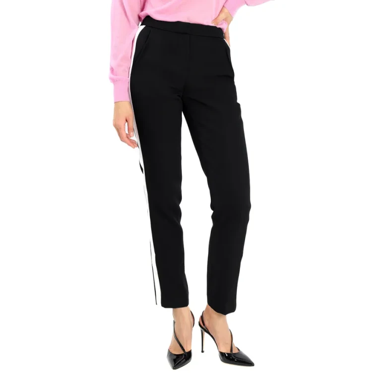 Burberry Hanover Silk Stripe Wool Straight Fit Tailored Trousers