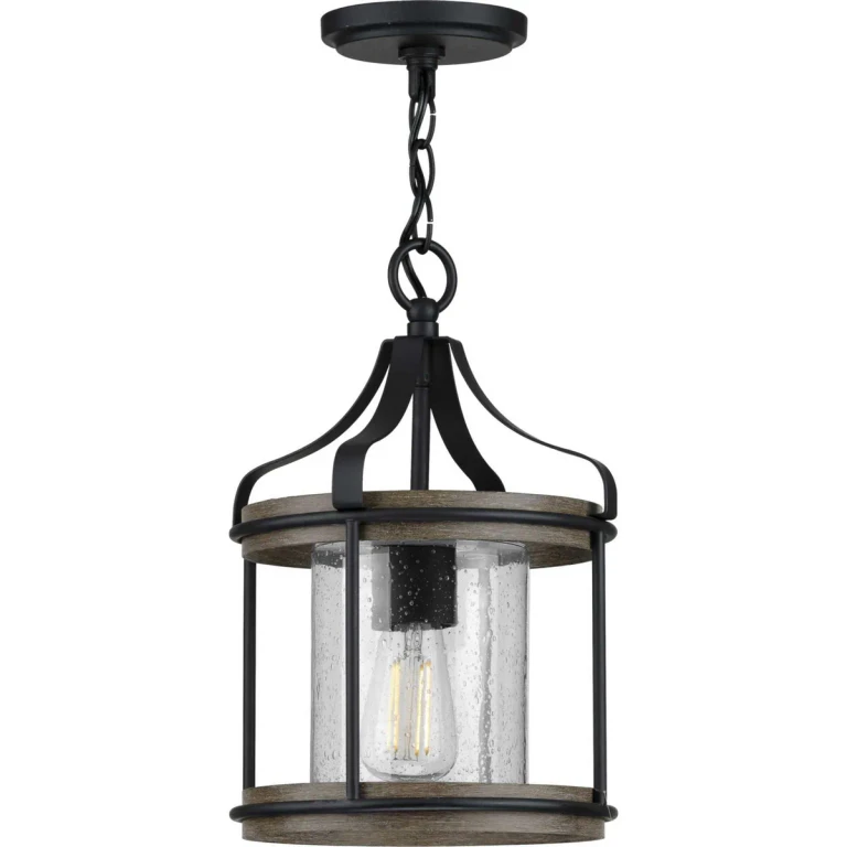 Black One Light Outdoor Pendant from the Brenham Collection