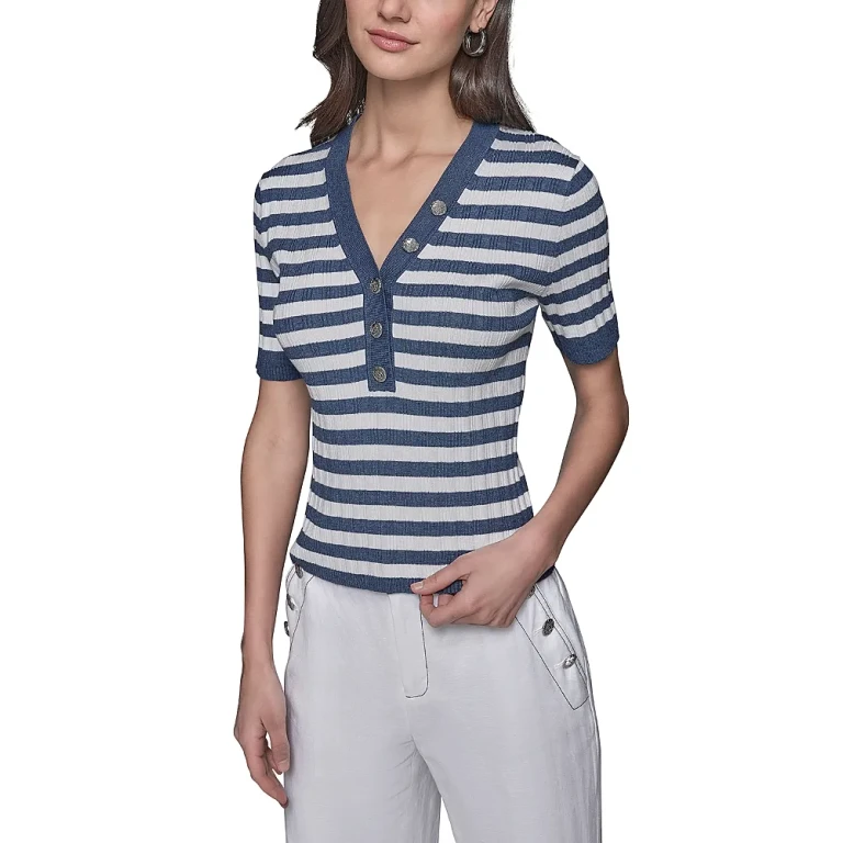 Karl Lagerfeld Paris Striped Short Sleeved Tee