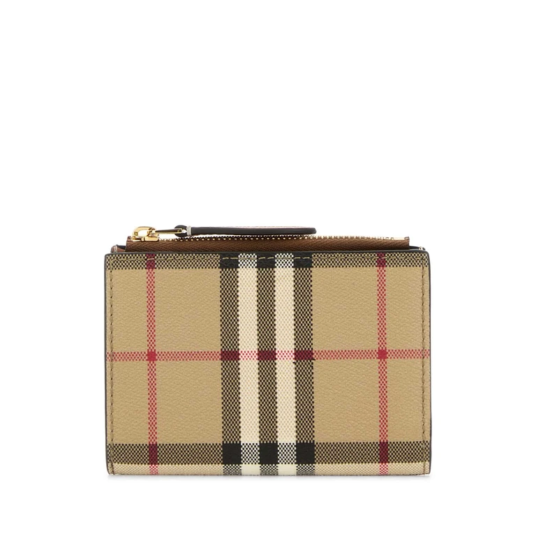 Burberry Printed Canvas Wallet Vntgchkbriarbrown Polyurethane Polyester Cotton Portafogli - Women