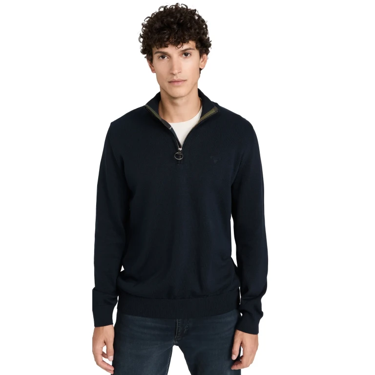 Barbour Cotton Half Zip Sweater Navy S